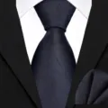 Men's business formal suit tie two-piece set with matching pocket square for professional look. - Black Irregular Twill