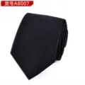 Classic black men's business necktie with subtle texture, perfect for formal occasions. - Black Fine Striped