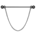 Black metal shirt collar pin with chain tassel, stylish men's vintage collar bar jewelry. - Single Chain / Gun Black