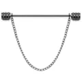 Gedetailleerd overzicht van metalen heren overhemd kraagspeld met stijlvolle ketting - Enkele Ketting / Gunmetal