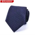 Men's classic business blue necktie with elegant white square pattern for formal wear and weddings. - Navy Blue Polka Dot