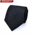 Men's Black Striped Tie Formal Business Wedding Necktie Classic Suit Neckwear 8cm Wide - Black Twill