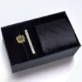 Men formal business tie gift set with striped necktie tie clip and brooch pin elegant box. - KHVA8043-1B