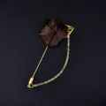Edle braune Stoffrosen Anstecknadel mit Goldkette, perfektes Hochzeitsaccessoire für Damen und Herren. - Dunkelbraun