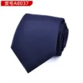 Classic dark blue men's necktie with fine textured weave, perfect for business and formal wear. - Navy Small Plaid