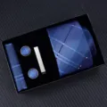 Detailed view of mens luxury blue plaid tie pocket square cufflink tie clip gift set. - Zipper 6cm Narrow KH6R6018-1