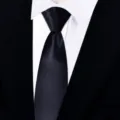 Elegante Cravatta Nera con Zip 8cm Colore Unito Formale da Uomo per Abito da Lavoro - Y8703 nero liscio