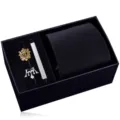 Herren Business Krawatte Geschenkset mit schwarzer Krawatte, Krawattenklammer und Pins. - KHVY8101-1