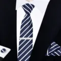 Ensemble cravate slim rayée pour homme avec pochette boutons de manchette mariage affaires. - Cravate à nouer | 6 cm étroite | W6A6019-1