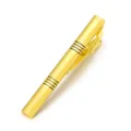 Close-up detail of a sleek golden brass tie clip with elegant striped accents for men. - Z1082 / Gold
