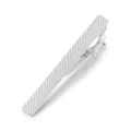 Silver metal tie clip detail shot featuring an elegant textured diamond pattern for men formal wear. - Z1091 / Silver