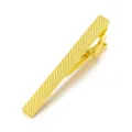 Gold metal tie clip with textured diamond pattern for men formal business wear detail view - Z1092 / Gold