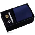 Herren Business Geschenke Set mit blauer Krawatte Krawattenklammer und Manschettenknöpfen - KHVY8102-1