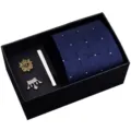 Men tie gift set dark blue patterned necktie tie clip brooch luxury box accessories for men - HVY8108
