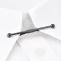 Close-up detail view of black metal collar bar pin for men, featuring smooth round ends. - Gunmetal