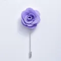 Purple fabric camellia lapel pin boutonniere for wedding groom suit and formal events. - Purple