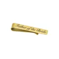 Gold stainless steel tie clip detail, engraved script text, polished metallic surface finish - Father of the Bride (Z1077-LS1013) / Gold