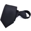 Corbata Negra Estrecha de Hombre con Cremallera 6cm Boda Negocios Formal Moda Style - Y6201 (Negro Rayado)