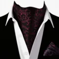 Heren vintage paisley ascot das en pochet set formele pak accessoire detail weergave - D2X9020