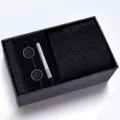 Coffret cadeau cravate homme affaires avec cravate paisley boutons de manchette pince à cravate. - Paisley Noir