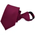 Burgundy 6cm narrow zipper tie, high-density fabric pre-tied groom wedding necktie. - Y6203 (Wine Red Striped)