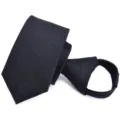 Men's black zipper tie, 6cm narrow width with geometric pattern, stylish lazy necktie for wedding. - Y6207 (Black Geometric Pattern)