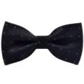 Noeud papillon noir pour homme à points blancs, accessoire classique double couche pour mariage. - Noir