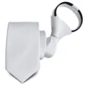 Corbata con cremallera blanca 6cm corbata estrecha anudada de alta densidad para hombre boda. - Y6223 (Blanco Rayado)