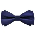 Nœud Papillon Double Bleu Marine pour Homme, Variante de Cravate Formelle Unie Classique - Bleu foncé