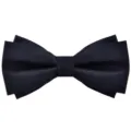 Nœud papillon noir à double couche pour homme, idéal pour mariages et tenues formelles. - Noir