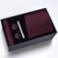 Set regalo cravatta uomo gemelli fazzoletto da taschino bordeaux elegante set. - Stile Fatto A Mano In Spugna (H6A8060-6H)