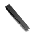 Detail view of the sleek black stainless steel tie clip showing its fine matte metal finish. - Z1623 Gunmetal Black