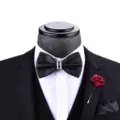 Set papillon nero fazzoletto da taschino e spilla da uomo per matrimonio abito formale. - Nero (H4XT1001)