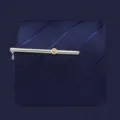 Men's silver tie clip with amber rhinestone, 5.3cm length classic business suit accessory. - Z1321-6 Silver & Yellow Rhinestone