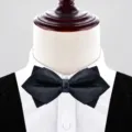 Black pointed bow tie for men suit wedding groom formal wear classic elegant neckwear accessory - Black Glossy (P6070)