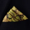 Heren pochet retro paisley patroon zakdoek voor formeel zakelijk colbert kostuum - X8903 (Geel Bruin Paisley)