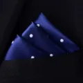 Blauwe pochette met witte stippen voor heren pak formele kleding zakdoek stijlvol - X8907 (Donkerblauw Wit Stip)