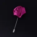 Elegant satin rose lapel pin brooch for wedding groom suit and party corsage accessory - Fuschia