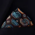 Heren kostuum pochette blauw bruin geometrisch patroon zakdoek voor formeel pak zijde - X8910 (Bruin Blauw Geometrisch)