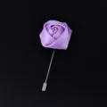 Purple fabric rose lapel pin elegant boutonniere for wedding suit groom decoration accessory - Light Purple
