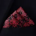 Heren kostuum pochet rood zwart bloemen patroon stijlvol borstzak accessoire voor pak - X8916 (Zwart Rood Bloemen Jacquard)
