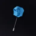 Blue fabric rose lapel pin for men wedding suit brooch flower badge party decoration accessory - Blue