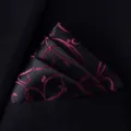 Heren pochette zwart roze paisley patroon zijde pak zakdoek formele borstzak mode - X8920 (Zwart Roze Wijnstok)