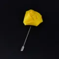 Elegant yellow fabric rose lapel pin boutonniere for wedding suit decoration accessories - Yellow