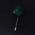 Dark green rose lapel pin fabric flower brooch for wedding party men suit accessories - Dark Green