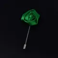 Green fabric rose lapel pin brooch boutonniere for wedding suit groom decoration item - Green