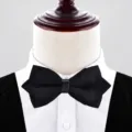 Black pointed bow tie for men, perfect for weddings, grooms, and formal suit events. - Black Fine Twill (P6021)
