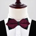 Men's burgundy and black double layer bow tie for wedding suit and formal wear. - Jujube Red Fine Twill (P6027)