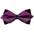 Men's stylish pointed bow tie in black and purple plaid design for wedding and formal suits. - Purple Small Plaid (P58)