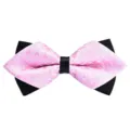 Stylish pink and black layered bow tie for men, perfect for weddings, grooms, and formal suits. - Pink Plaid (P07)